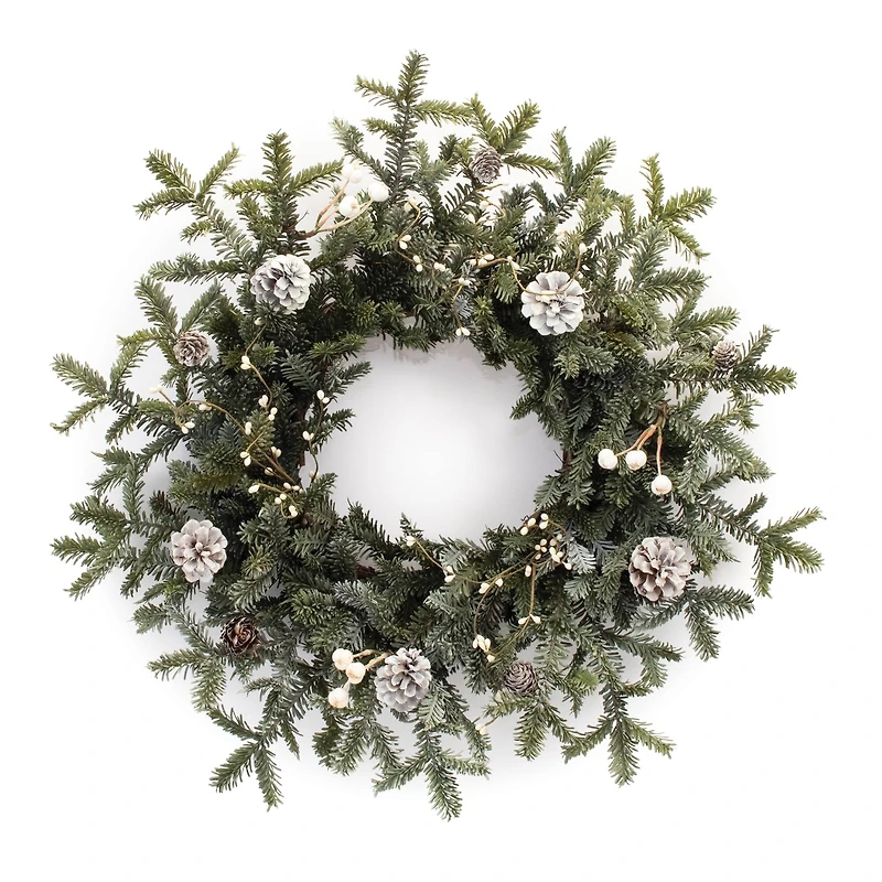 27" Frosted Pinecone Berry Wreath