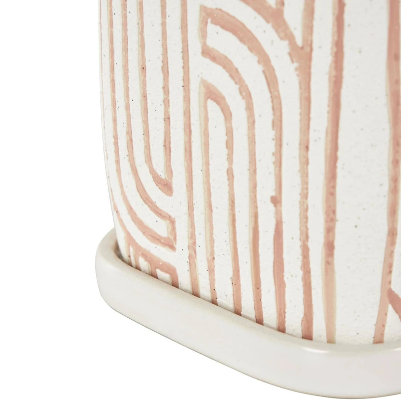 Pink Geometric Linear Arch Pattern Planter Set