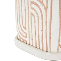 Pink Geometric Linear Arch Pattern Planter Set