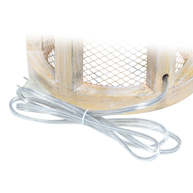 Lalia Home 29" Wooded Arch Table Lamp with White Fabric Shade