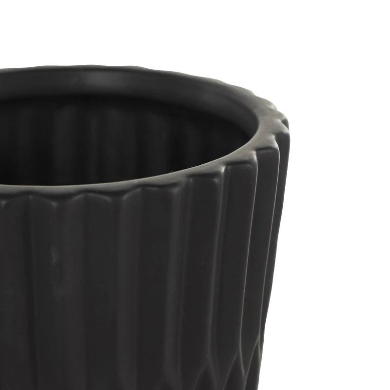 Double Ribbed Textured Ceramic Planter Set