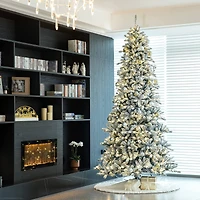 10ft. Pre-Lit Flocked Fir Artificial Christmas Tree, Warm White Lights