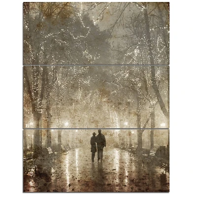 Designart - Couple Walking in Night Lights