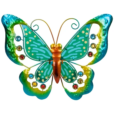 12" Green Metal Butterfly Outdoor Garden Wall Hanging