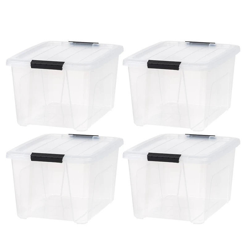 IRIS® 32qt. Buckled Clear Boxes with Clear Buckle Lids, 4ct.