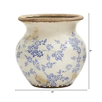 7" Tuscan Ceramic Blue Scroll Urn Vase