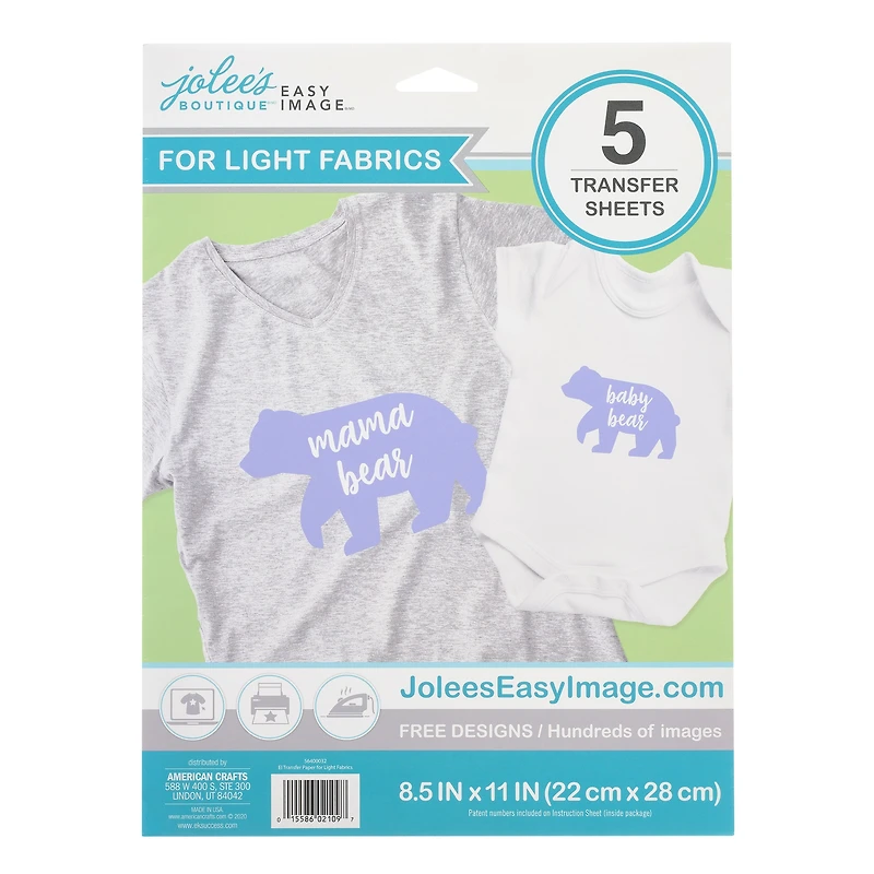 Jolee's Boutique® Easy Image™ Transfer Sheets for Light Stretchy Fabrics, 5ct.