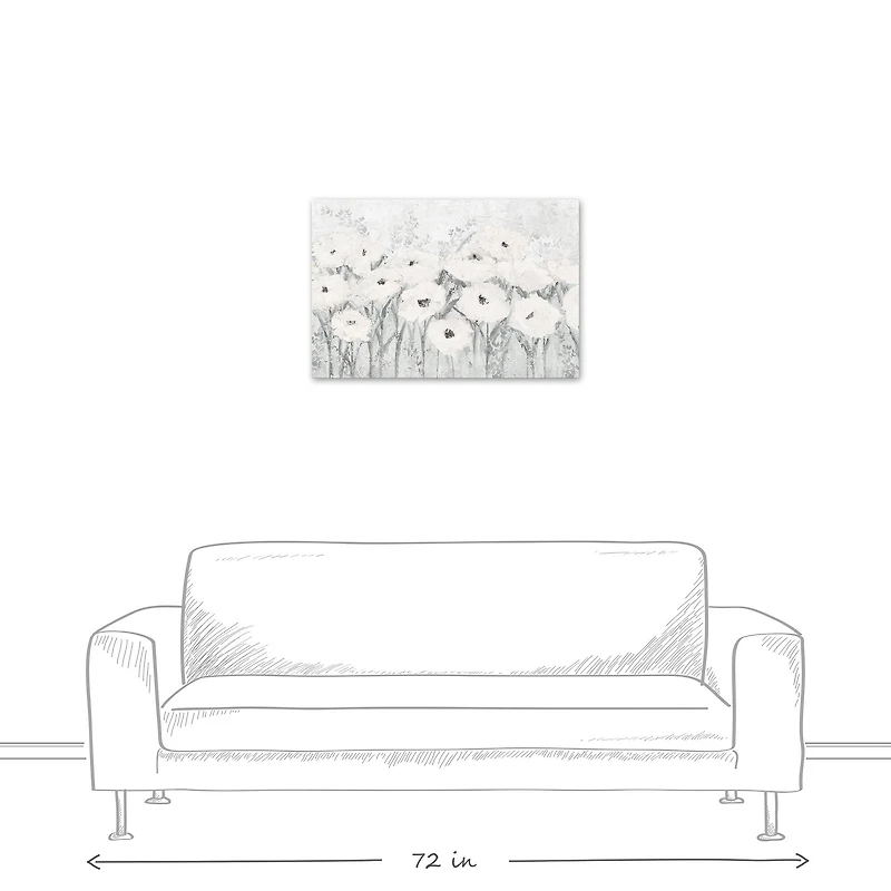Florals In Gray 30" x 20" Canvas Wall Art