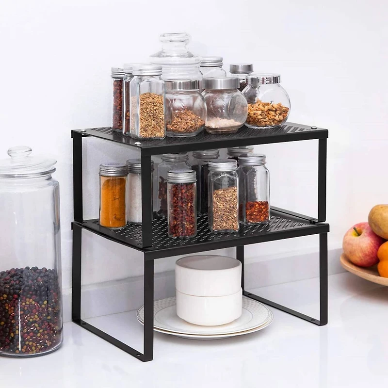 NEX™ Black Expandable Stackable Kitchen Counter Storage, 2ct.
