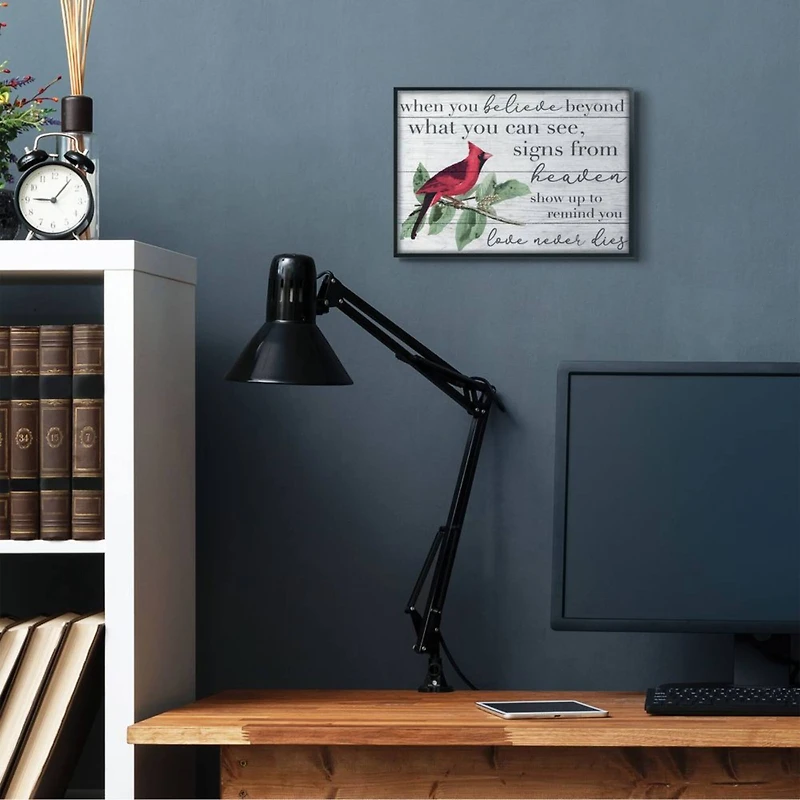 Stupell Industries Love Never Dies Cardinal Wall Art in Frame