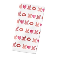 Lipstick XO Pattern 10" x 10" Cotton Twill Napkin