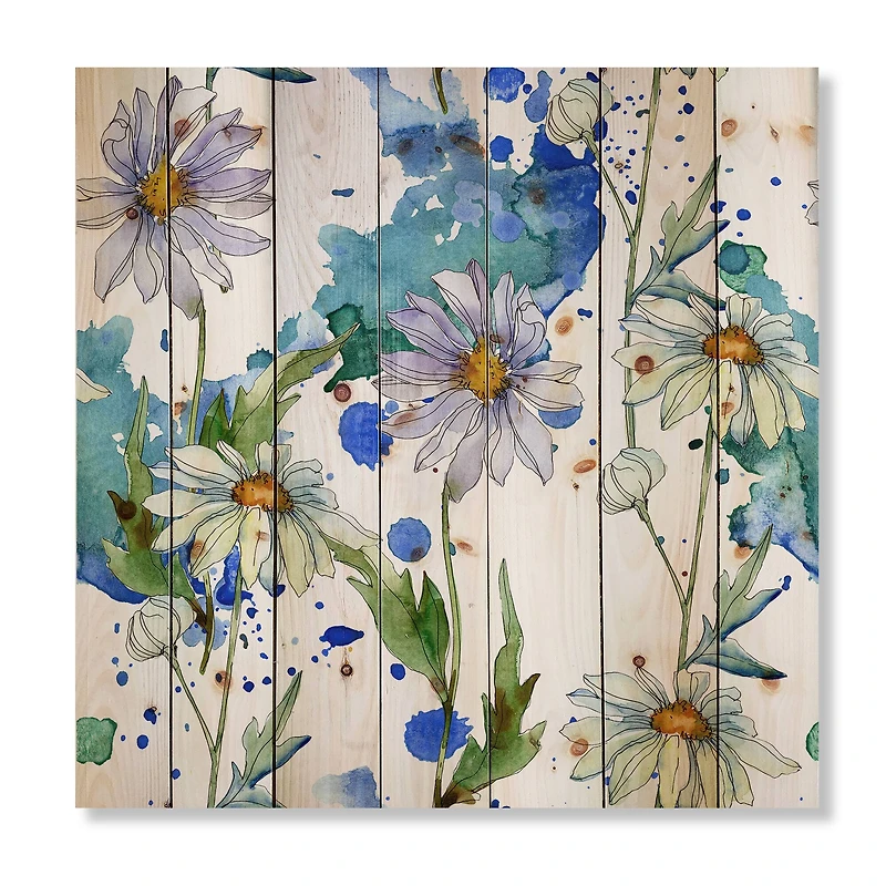 Designart - Daisies With Green Leaves II