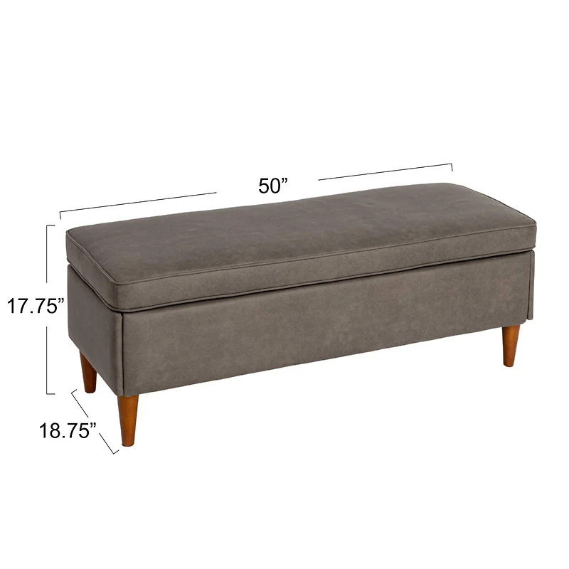 Hello Honey® Atley Ash Gray Vegan Leather Upholstered Storage Bench