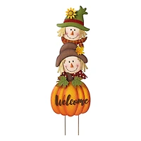 Glitzhome® 4ft. Fall Metal Stacked Scarecrow Yard Stake