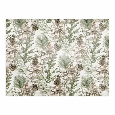 Pine Cones & Greenery on White Cotton Twill Placemat