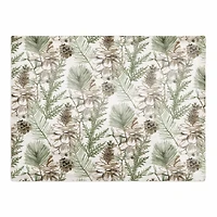 Pine Cones & Greenery on White Cotton Twill Placemat