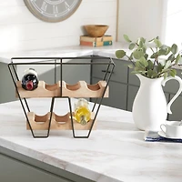19" Brown Wood Industrial Wine Rack