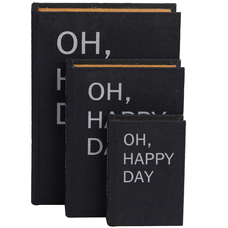 Black Oh, Happy Day Linen Storage Book Box Set