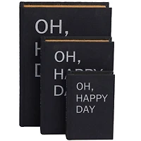 Black Oh, Happy Day Linen Storage Book Box Set