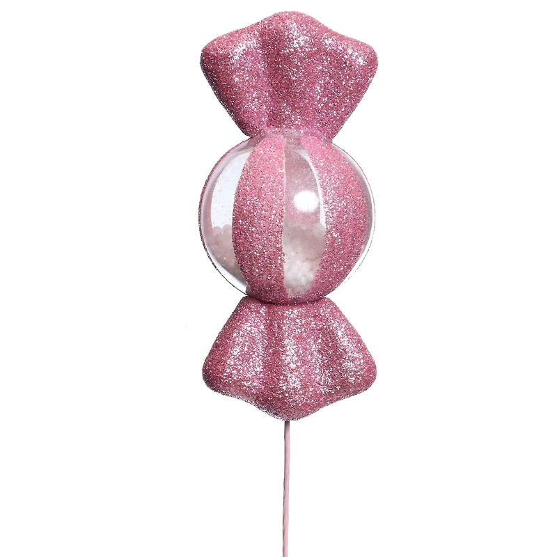 11.5" Pink Glitter Candy Globe Pick by Ashland®