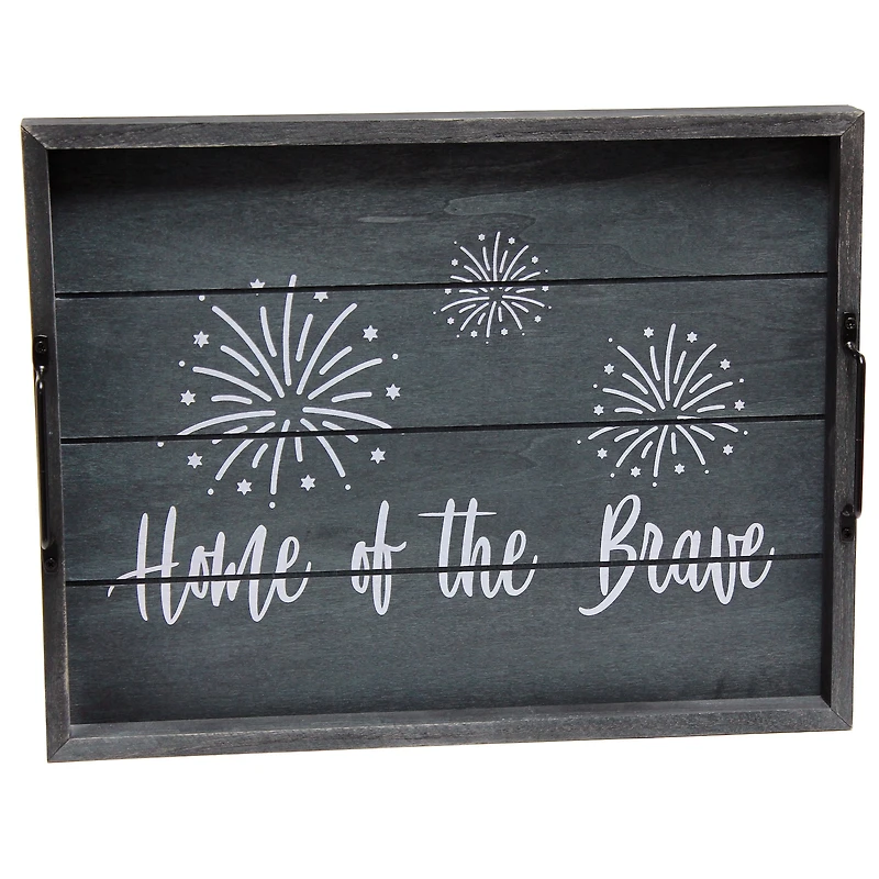 Elegant Designs™ 15.5" Home of the Brave Serving Tray with Handles