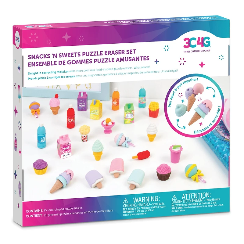 Make It Real™ 3C4G Snacks 'N Sweets Puzzle Eraser Set
