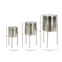 Silver Metal Contemporary Planter Set
