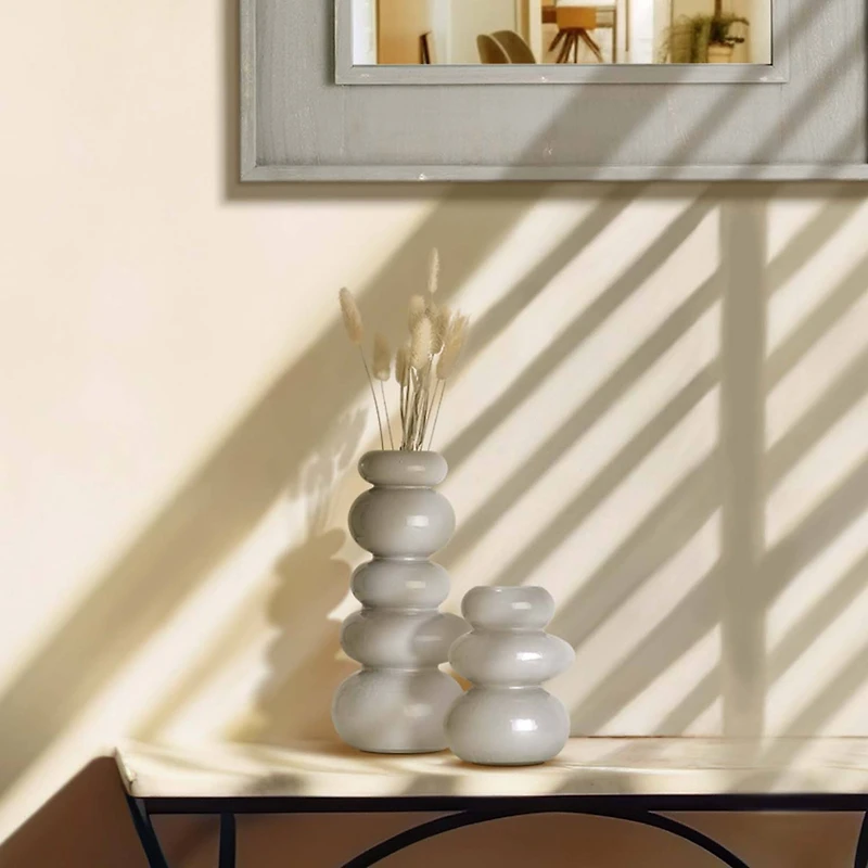 American Art Decor Cool Grey Cairns Glass Vase Set