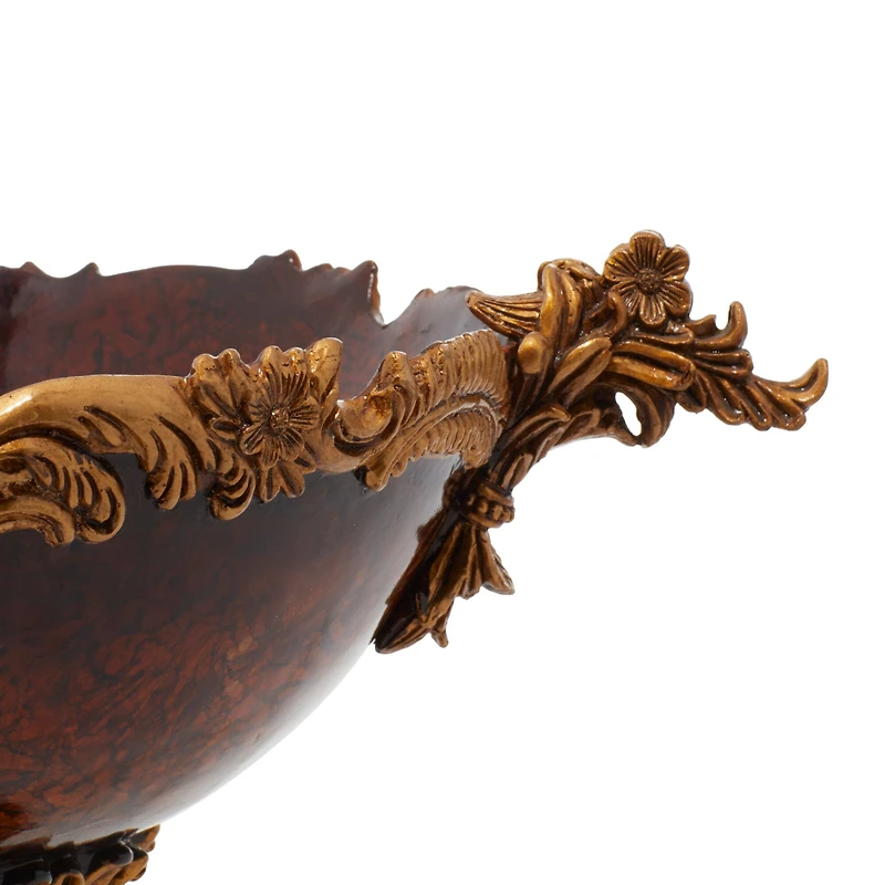 19" Gold Resin Traditional Décor Bowl