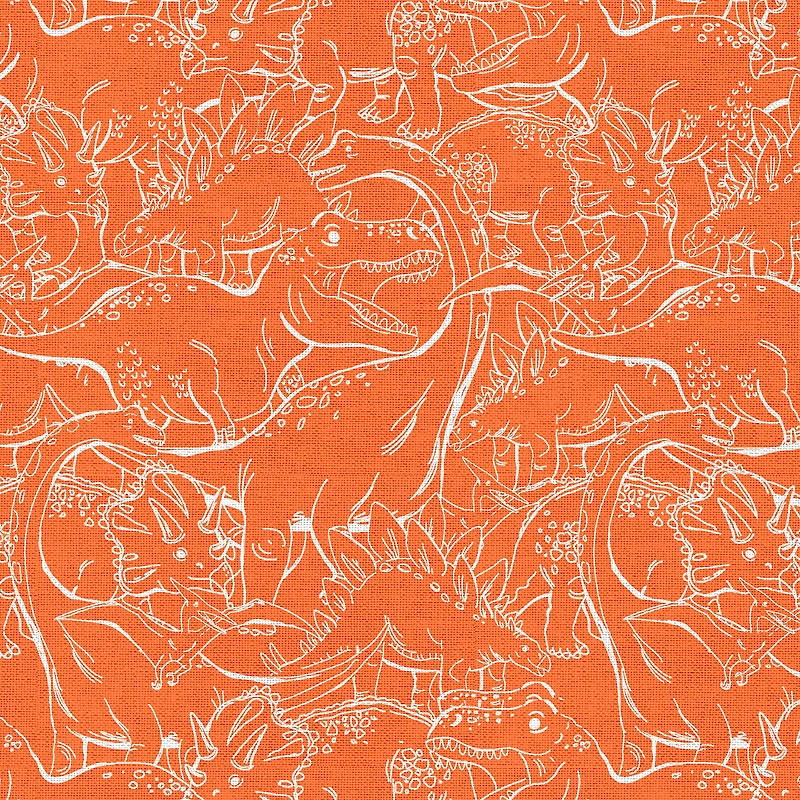 Fabric Editions Orange Dino Sketch Cotton Fabric