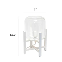 Simple Designs™ 13.5" White Wood Mounted Table Lamp with Clear Glass Cylinder Shade