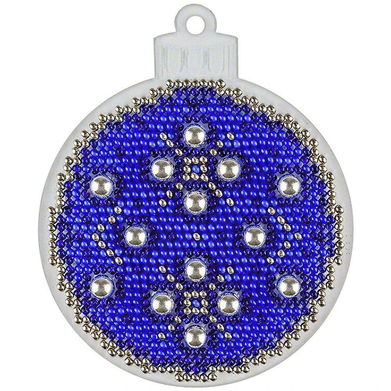 Wonderland Crafts Blue & Silver Ball Ornament Bead Embroidery on Plastic Kit