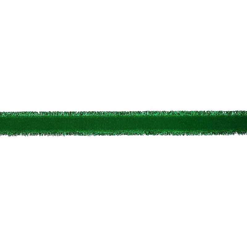 7/8" x 30ft. Green Tinsel Edged Wired Ribbon by Celebrate It®