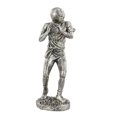 Silver Polystone Sculpture, Baseball Player 16" x 6" x 6"