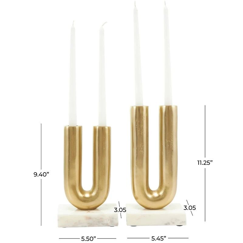 Gold Aluminum U-Shaped Candle Holder Set