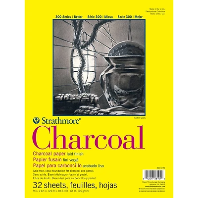 Strathmore Charcoal Paper Pad, 300 Series, Tape-Bound, 32 Sheets, 9" x 12"