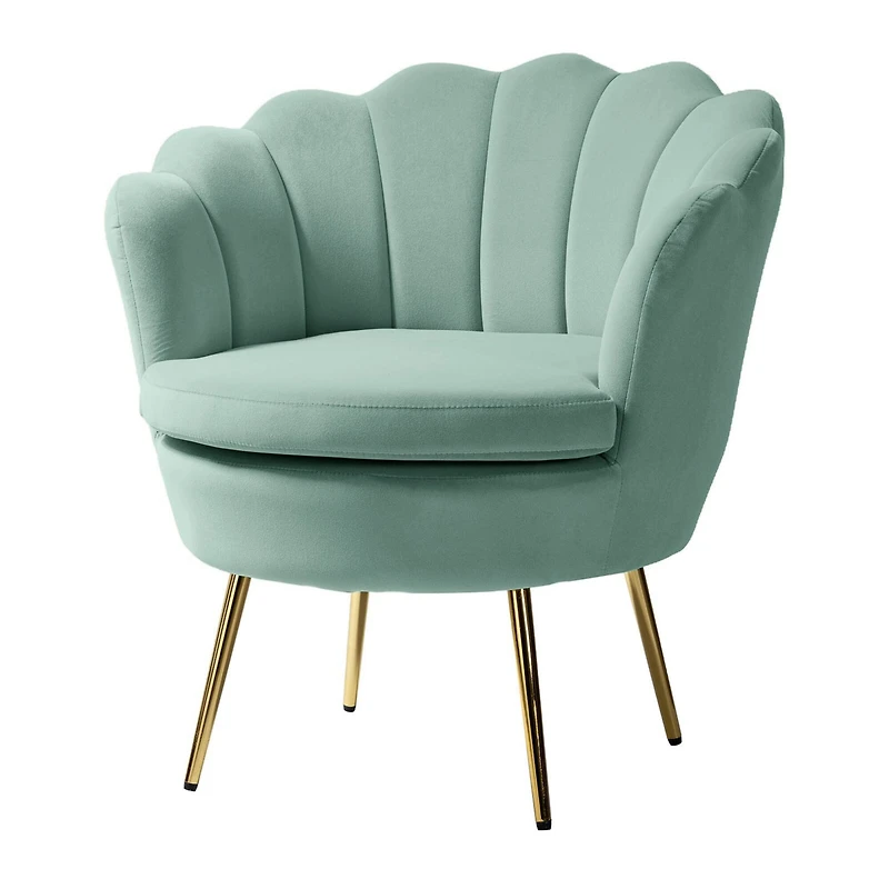 Karat Home Laura Contemporary & Classic Velvet Barrel Chair with Channel Tufted Back