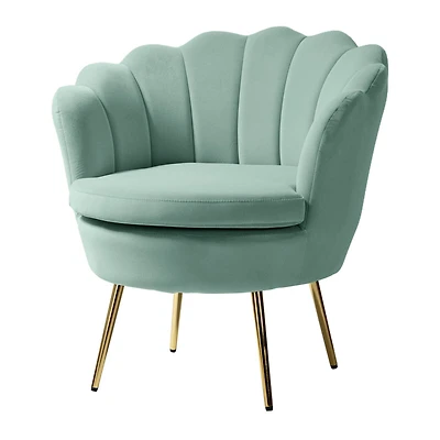 Karat Home Laura Contemporary & Classic Velvet Barrel Chair with Channel Tufted Back