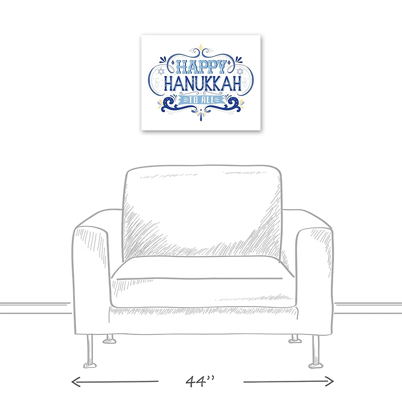 Happy Hanukkah Retro 16x20 Canvas Wall Art
