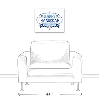 Happy Hanukkah Retro 16x20 Canvas Wall Art