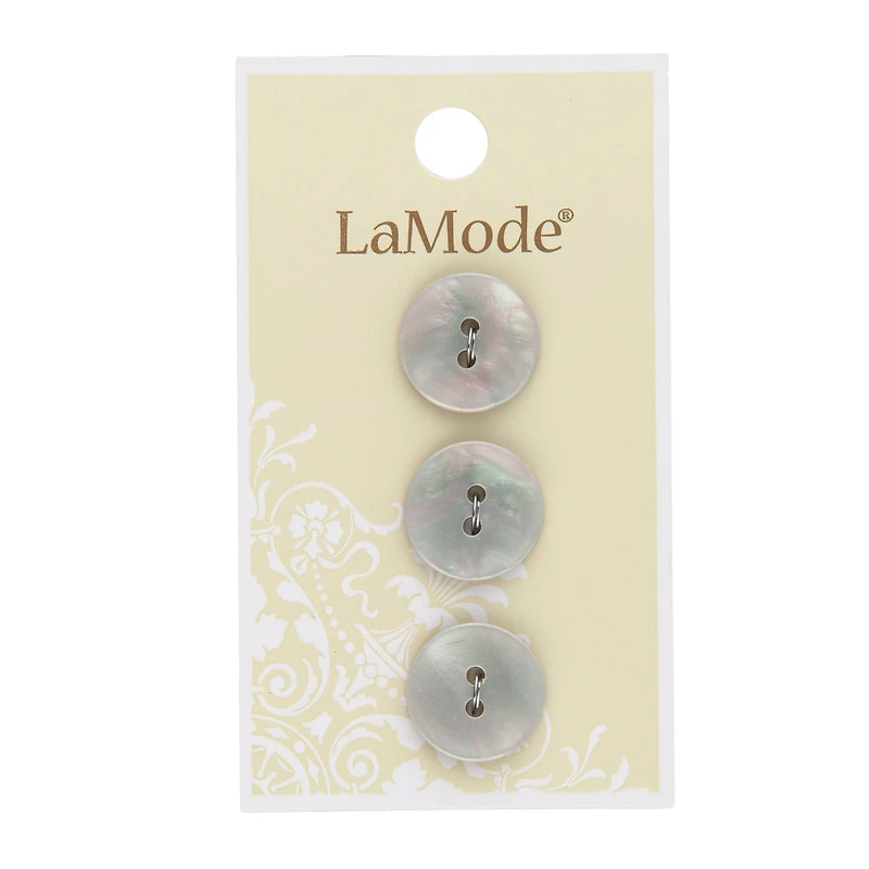 LaMode® 5/8" White Iridescent Faux Shell 2-Hole Buttons, 3ct.