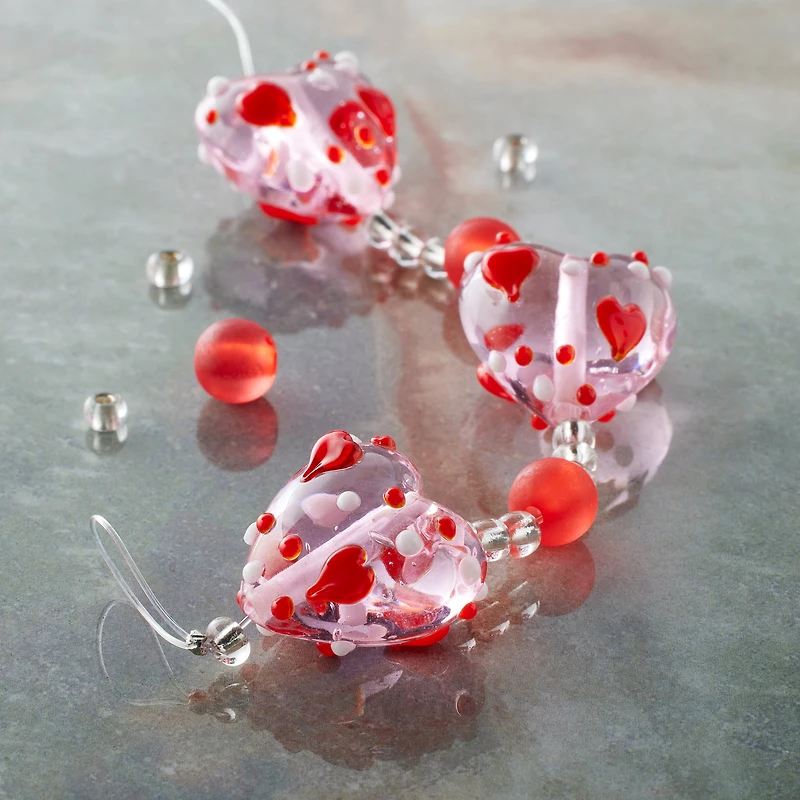 Red Lampwork Glass Heart Beads, 19mm by Bead Landing™
