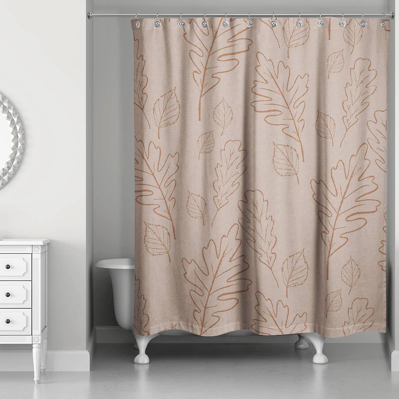 Dusty Rose Large Leaves Shower Curtain
