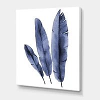 Designart - Navy Blue Tropical Banana Leaves