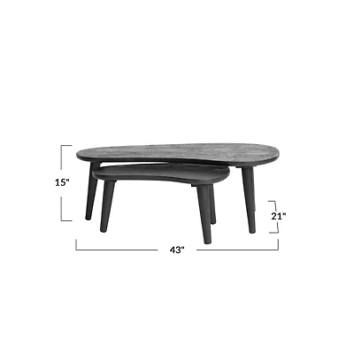 Hello Honey® Black Modern Oblong Wood Nesting Tables Set