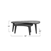 Hello Honey® Black Modern Oblong Wood Nesting Tables Set