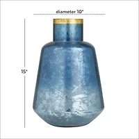 Blue Glass Coastal Vase, 14" x 10" x 10"