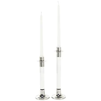 Silver Stainless Steel Candle Holder with Clear Glass Center Set