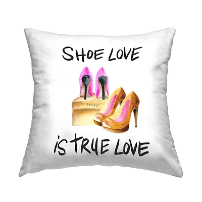 Stupell Industries Shoes True Love Glam Fashion Heels Phrase Throw Pillow, 18" x 18"