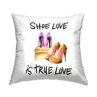Stupell Industries Shoes True Love Glam Fashion Heels Phrase Throw Pillow, 18" x 18"